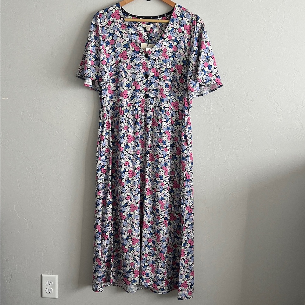 Barbour Willowherb Flutter-Sleeve Midi-Dress